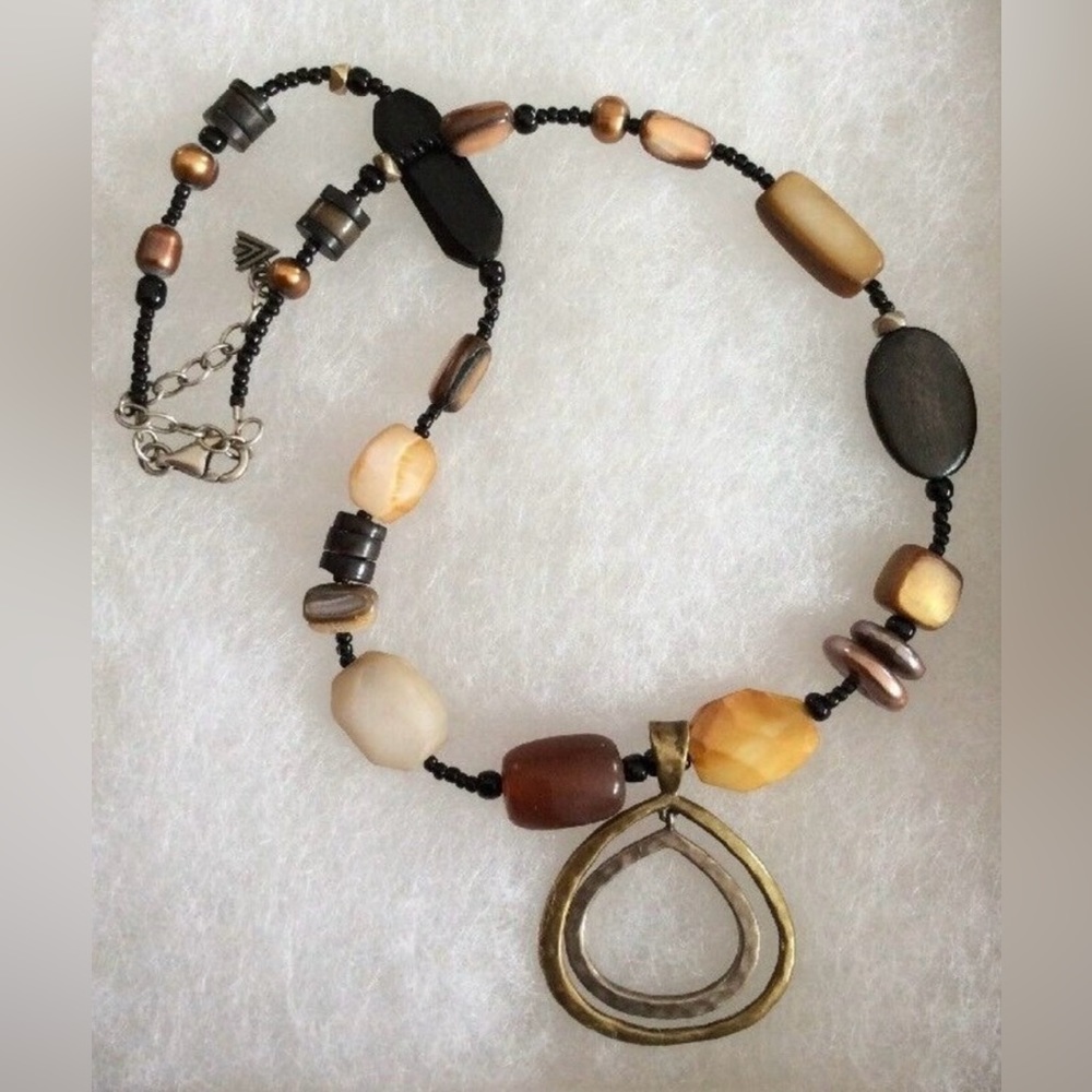 SILPADA Teardrop Sterling Silver Brass & Multi Stone Necklace | Silpada N1787